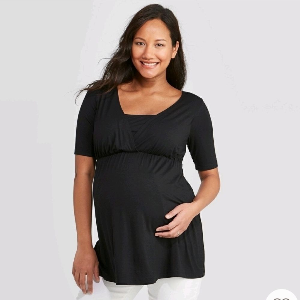 Maternity  Elbow Sleeve DeepVNeck Nursing Top *Different sizes available…